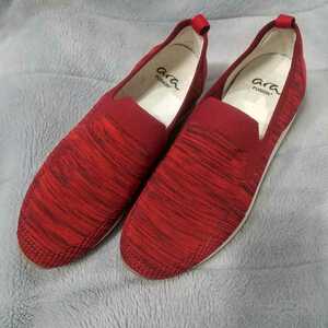 アラ シューズ レディース スリッポン レッド 赤 シューズ 23,3cm サイズ4 ara Fusion4 women's shoes ドイツメーカー ストレッチニット