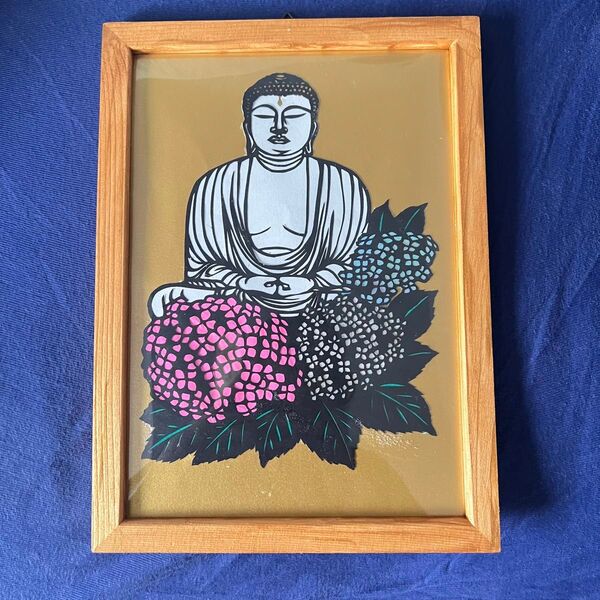 ハンドメイド 切り絵アート 切り絵 大仏様 大仏 仏様 ハスの花 蓮