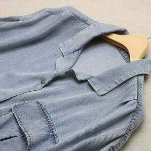 4-1023 新品 オープンカラーとろみデニムシャツジャケットの画像3