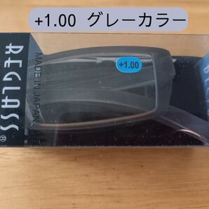 老眼鏡　軽量　折りたたみ式　近用メガネ　+1.00　　日本製　グレーカラー　ソフトケース付き　未開封品