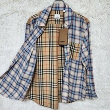 新品 未使用 BURBERRY バーバリー シャツ ノバチェック クレイジーパターン 切替 紙タグ オーバーサイズ 現行タグ メンズ レディース_画像1