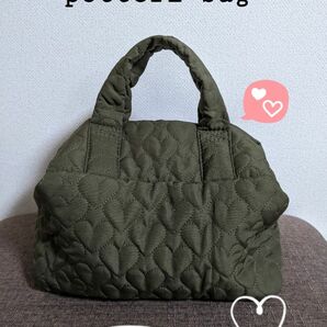 potteri bag ハンドバッグ ミニトートバッグ キルティング ハート カーキ色