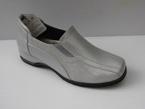  sale 24.0cm MODE NINE mode na in 2325 silver made in Japan soft original leather cow leather wide width 4E EEEE woman lady's pumps slip-on shoes 