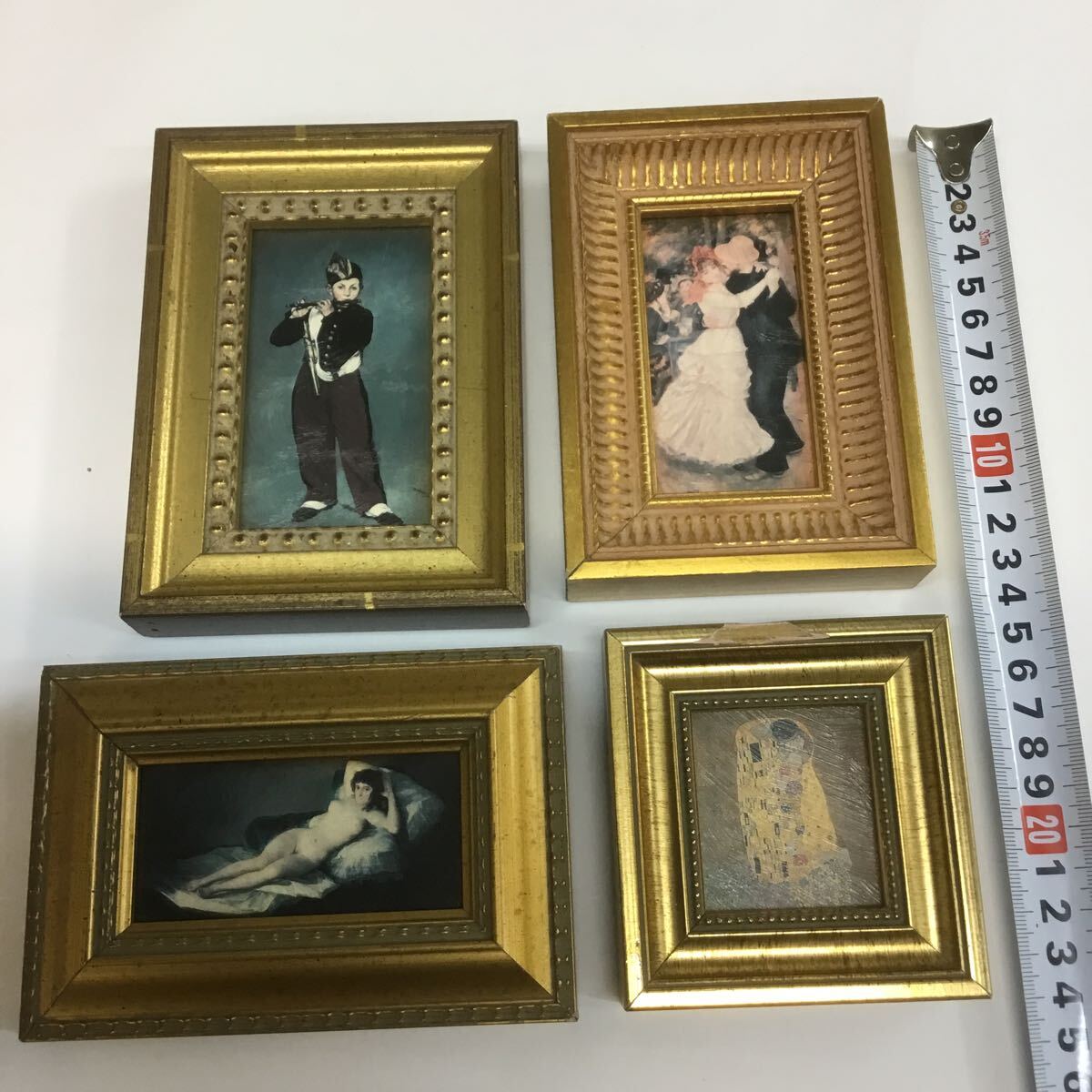 a3-487★Mini reproductions de 4 pièces à la fois◆Renoir Goya Klimt Manet Cadre doré, ouvrages d'art, peinture, autres