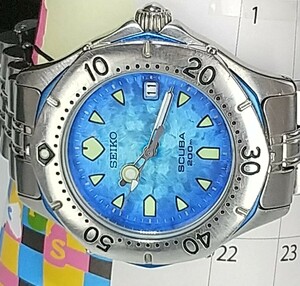 腕時計 SEIKO SCUBA 200M AIR DIVER's ブルー盤回転ベゼル 純正バンド 電池交換済