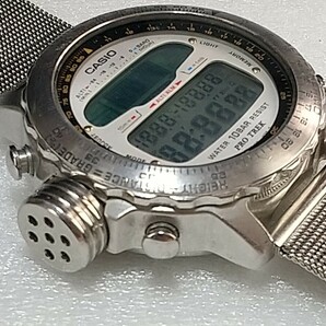 訳あり 腕時計 CASIO PRO TREK 10BAR ALT-7000 シルバー盤 社外バンド 電池交換済の画像2