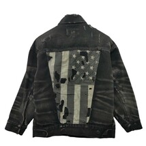 DENIM & SUPPLY / Ralph Lauren デニムアンドサプライ レディース デニムジャケット ブラック 星条旗 ダメージ加工 XS(155cm) I-3755_画像4