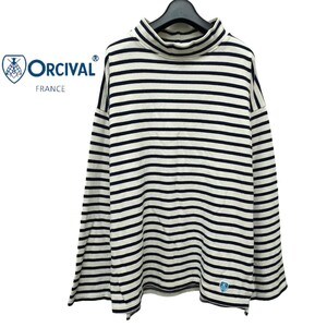 【フランス製】ORCIVAL MOCK NECK PULLOVER SHIRT/オーシバル レディース モックネック 長袖ボーダー 大きいサイズ I-3841