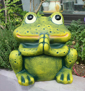 Art hand Auction Made in Portugal Imported Goods Frog Ceramic Figurine Object Wish Frog Lucky Charm Lucky Item Gardening Handmade PTO-1448G, interior accessories, ornament, Western style