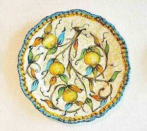 Art hand Auction Made in Italy Imported Goods Picture Plate Fruit Pattern Deruta Ware Living Studio Directly Imported Dinner Pasta Handmade Antique PT25LS Free Shipping, plate, dish, dinner plate, pasta plate, Single item