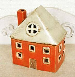 Art hand Auction Imported goods Candle House Cantera House Pottery Orange Rustic Object House Figurine Handmade Country Natural Miniature 29207, interior accessories, ornament, Western style