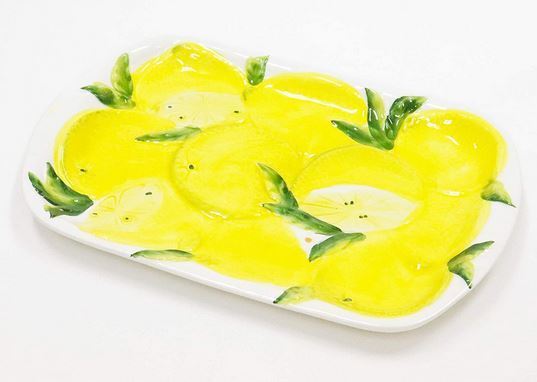 Made in Italy 수입품 플레이트 레몬 패턴 플레이트 리빙 스튜디오 직수입 사각 플레이트 파스타 샐러드 오르되브르 바사노 도자기 핸드페인팅 P2-36624L, 그릇, 접시, 디너 플레이트, 파스타 접시, 단품