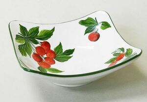 Art hand Auction Made in Italy Imported Goods Deep Plate Cherry Pattern Plate Living Studio Direct Import Salad Bowl Small Bowl Pasta Bassano Pottery Hand Painted P2-66325C, Western tableware, bowl, salad bowl