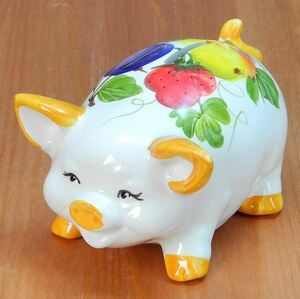 Art hand Auction Made in Italy Imported Goods Ornament Pig Money Box Living Studio Directly Imported Pig Bank Fruit Pattern Unique Handmade Princess BRE-2837FR, interior accessories, ornament, Western style