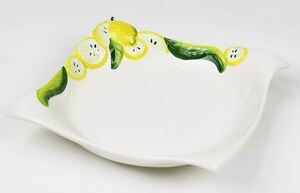 Art hand Auction Made in Italy Imported Goods Deep Plate Lemon Pattern Plate Living Studio Direct Import Salad Bowl Small Bowl Small Plate Snack Bassano Pottery Hand Painted P2-1664, Western tableware, bowl, salad bowl