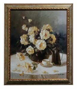 Art hand Auction Hergestellt in Italien, importierte Waren, Bild, Kunstrahmen, Rose, Blume, klassisches Wohnzimmer, Studio, direkt importiert, Rose, antikes Ölgemälde, Stil FAL-4404YR, kostenloser Versand, Kunstwerk, Malerei, Andere