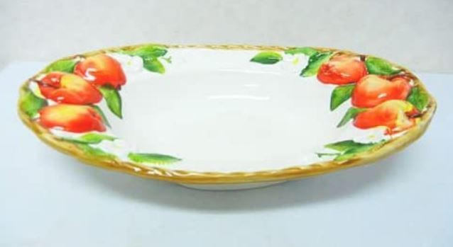 Made in Italy Imported Miscellaneous Plate Apple Pattern Plate Living Studio Direct Import Oval Pasta Salad Hors D'oeuvre Bassano Pottery Hand Painted P2-1450M, plate, dish, dinner plate, pasta plate, Single item