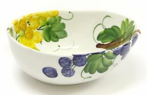 Art hand Auction Made in Italy Imported Goods Deep Dish Grape Pattern Plate Living Studio Direct Import Salad Bowl Small Bowl Pasta Bassano Pottery Hand Painted P2-76816U, Western tableware, bowl, salad bowl