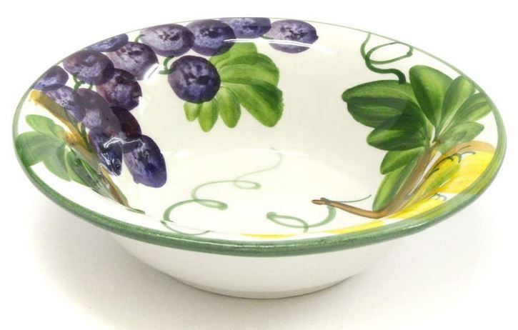 Made in Italy Imported Goods Deep Plate Grape Pattern Plate Living Studio Direct Import Salad Bowl Small Bowl Snack Bassano Pottery Hand Painted P2-21314U, Western tableware, bowl, salad bowl