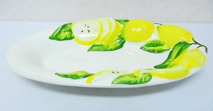 Made in Italy Imported Miscellaneous Plate Lemon Pattern Plate Living Studio Direct Import Oval Pasta Salad Hors D'oeuvre Bassano Pottery Hand Painted P2-1474L, plate, dish, dinner plate, pasta plate, Single item