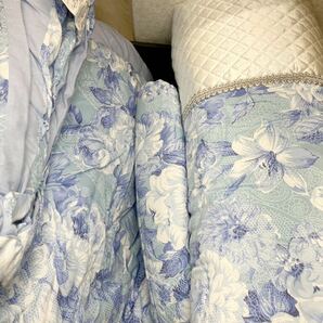Z120 羊毛混肌掛布団 掛布団 140×190㎝ 花柄ブルー 寝具 シングル 4bの画像4