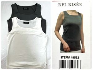  new goods #REI RISEE Ray Lee ze lady's tank top L 2 pieces set gray white 