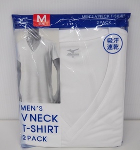 新品■MIZUNO ミズノ メンズ Vネック Tシャツ 肌着 白/ホワイト M 2枚 吸汗速乾