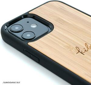 お洒落な スマホケース iPhone 12 / 12 Pro 対応 木目調 竹製 軽量 アイフォン カバー ウッド バンブー カジュアル モダン プレゼント