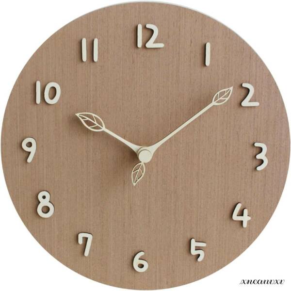 北欧風 木製の掛け時計 木材 天然木 ブラウン 静音 インテリア アナログ オシャレ ウッド モダン アンティーク ウォール クロック