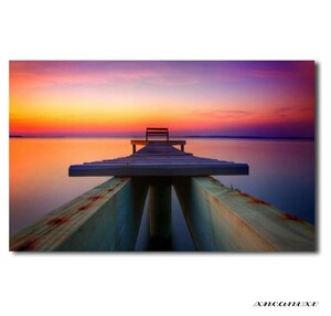 Art hand Auction Decorate your space with this art panel of the sea at dusk, a bridge, and natural scenery. Modern interior design, wall hanging, room decoration, canvas painting, stylish art, appreciation, housewarming gift, Artwork, Painting, graphic