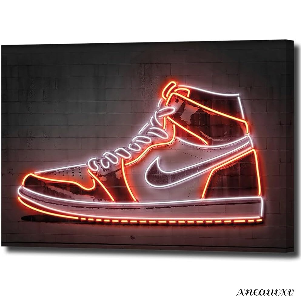 Stylish art panel sneakers street graffiti pop interior wall hanging room decoration gallery canvas appreciation shoes, Artwork, Painting, others