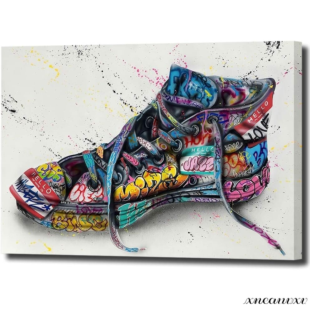 Buntes Kunstpanel Sneakers Pop Innenwandbehang Raumdekoration Leinwandgemälde Stilvolle Kunst Wertschätzung Renovierung Schuhe Schuhe, Malerei, Ölgemälde, Andere