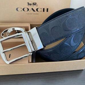 COACH コーチ 新品 リバーシブル シルバーバックル 回転可能 紳士ベルト ビジネス 社会人の画像4