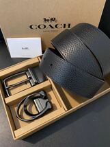 COACH コーチ リバーシブル ブラウンxブラック シンプル レザー 紳士 バックル回転 ベルト_画像1