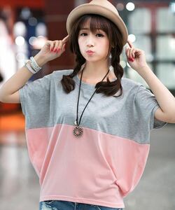  T-shirt short sleeves poncho manner lady's 