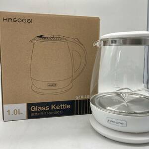 【通電のみ確認済】HAGOOGI(ハゴオギ) 電気ケトル 1.0L 単層 ガラス ケトル GEK-10WH /Y20746-K1