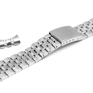 腕時計 弓カン ベルト 19mm ステンレス 5連 ポリッシュ ヘアライン コンビ 三つ折れバックル ys002-sv バンド 交換の画像1