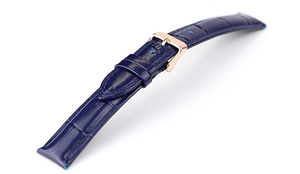 腕時計 レザー ベルト 24mm ネイビー 紺 クロコダイル型押し 牛革 ピンバックル ピンクゴールド ar04nv-n-p 腕時計 交換 バンド