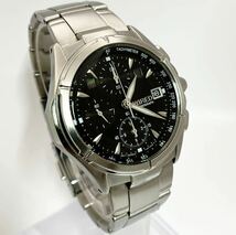 美品☆電池新品☆送料込☆セイコー SEIKO ワイアード WIRED メンズ腕時計 クロノグラフ スモセコ ブラック 人気モデル 7T92-0GB1 AGBV139 _画像3