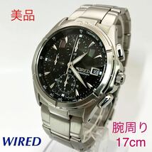 美品☆電池新品☆送料込☆セイコー SEIKO ワイアード WIRED メンズ腕時計 クロノグラフ スモセコ ブラック 人気モデル 7T92-0GB1 AGBV139 _画像1