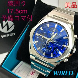  прекрасный товар * батарейка новый товар * включая доставку * Seiko SEIKO Wired WIRED хронограф мужские наручные часы голубой lifre расческа .nVD57-KTH0 AGAT452