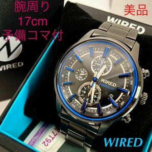  прекрасный товар * батарейка новый товар * включая доставку * Seiko SEIKO Wired WIRED хронограф мужские наручные часы голубой / черный lifre расческа .n7T92-0RH0 AGAV093