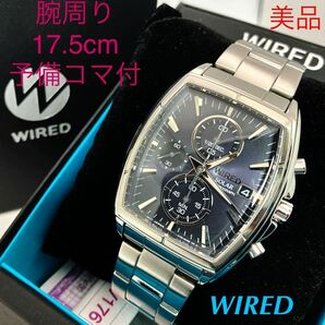 美品☆ソーラー☆送料込☆セイコー SEIKO ワイアード WIRED クロノグラフ スモセコ メンズ腕時計 ブラック 人気モデル V176-0AD0 AGAD054の画像1