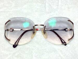 日本製 YVES SAINT LAURENT ツーポイント 眼鏡 30-8611 60 大ぶり メタル ビンテージ バタフライ レディース 中古 イヴサンローラン レトロ