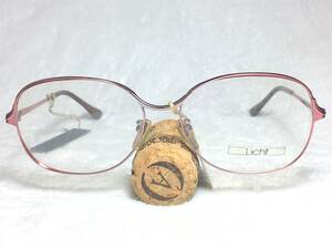 デッドストック Licht メタル 眼鏡 SIMPLE LINE 252 54 ピンク系 ビンテージ 未使用 レディース バタフライ パリ型 昭和 レトロ