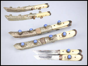 【秀】WA398 時代 骨製柄 象嵌 狩猟刀 ナイフ ２点／美品！ｒ