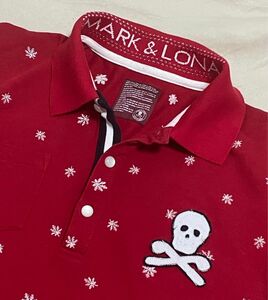 マークアンドロナ MARK&LONA ゴルフ　カノコストレッチ　ポロシャツ　L 美品　スカル