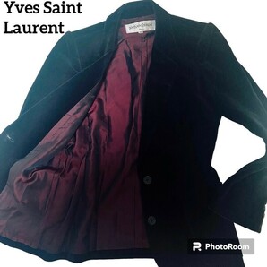 Yves Saint Laurent イヴ・サンローラン ジャケット テーラードジャケット ベロア ベルベット ブラック 黒 Mサイズの画像1