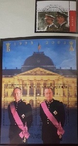 ベルギー『戴冠10周年(１種小型)』１９９２年８月９日消印 (初日満月消印切手)