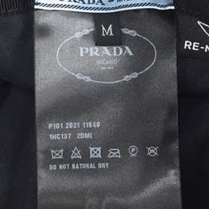 プラダ サイズ M RE-NYON リナイロン バケットハット 三角プレート 帽子 レディース ブラック系 黒系 PRADAの画像9